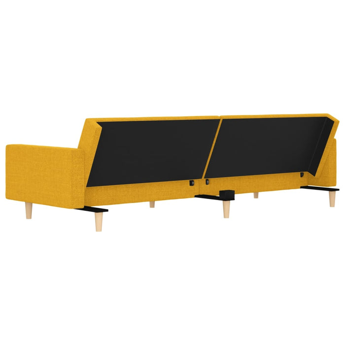 Divano Letto a 2 Posti con 2 Cuscini-Sofa Letto 2 Posti-Daybed Giallo in Tessuto 609662
