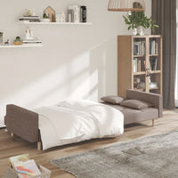 Divano Letto a 2 Posti con 2 Cuscini Tortora in Tessuto 375805