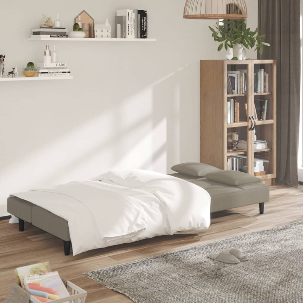Divano Letto a 2 Posti con 2 Cuscini-Sofa Letto 2 Posti-Daybed Grigio Chiaro in Velluto 471802