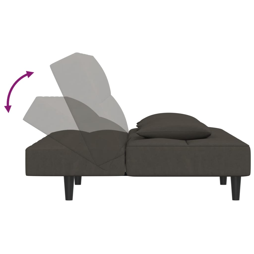 Divano Letto a 2 Posti con 2 Cuscini-Sofa Letto 2 Posti-Daybed Grigio Scuro in Velluto 644678