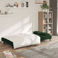 Divano Letto a 2 Posti con 2 Cuscini-Sofa Letto 2 Posti-Daybed Verde Scuro in Velluto 990496