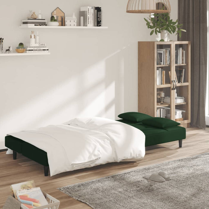 Divano Letto a 2 Posti con 2 Cuscini-Sofa Letto 2 Posti-Daybed Verde Scuro in Velluto 990496