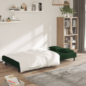 Divano Letto a 2 Posti con 2 Cuscini Verde Scuro in Vellutocod mxl 111858