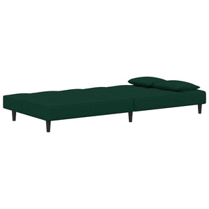 Divano Letto a 2 Posti con 2 Cuscini-Sofa Letto 2 Posti-Daybed Verde Scuro in Velluto 990496