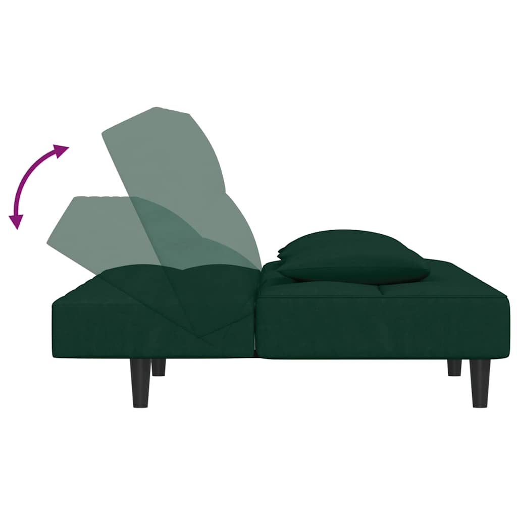 Divano Letto a 2 Posti con 2 Cuscini-Sofa Letto 2 Posti-Daybed Verde Scuro in Velluto 990496