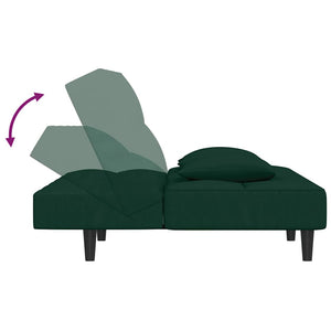 Divano Letto a 2 Posti con 2 Cuscini-Sofa Letto 2 Posti-Daybed Verde Scuro in Velluto 990496