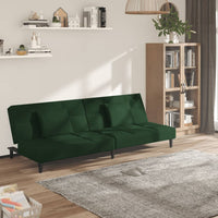 Divano Letto a 2 Posti con 2 Cuscini Verde Scuro in Vellutocod mxl 111858