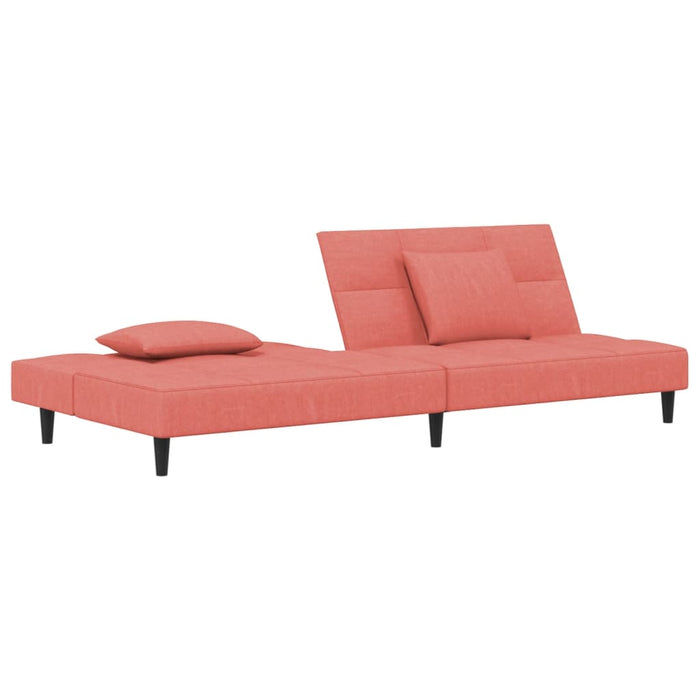 Divano Letto a 2 Posti con 2 Cuscini Rosa in Velluto 375810
