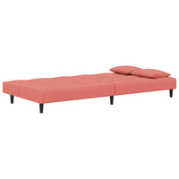 Divano Letto a 2 Posti con 2 Cuscini Rosa in Velluto 375810