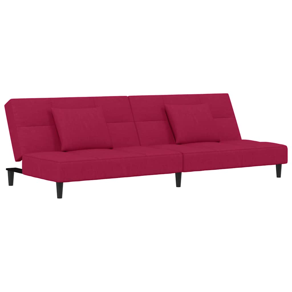 Divano Letto a 2 Posti con 2 Cuscini-Sofa Letto 2 Posti-Daybed Rosso Vino in Velluto 492854