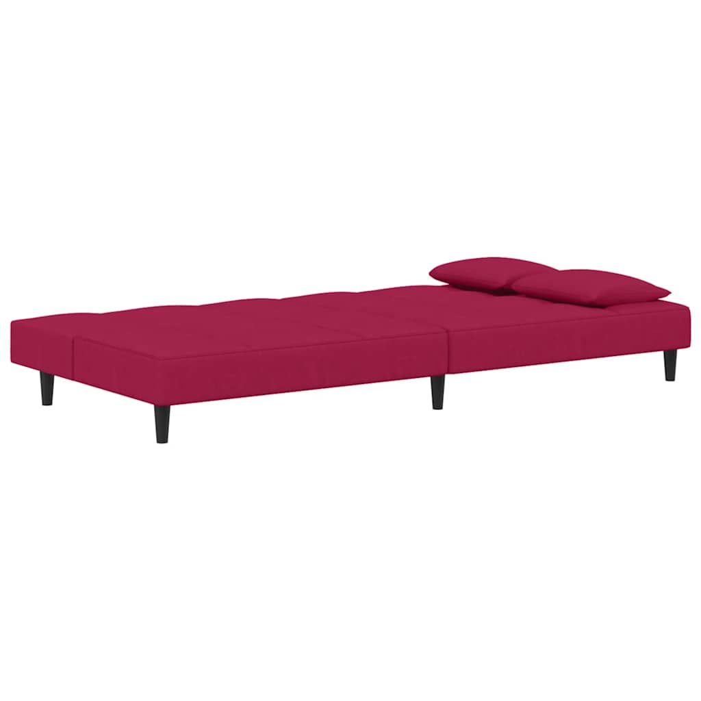 Divano Letto a 2 Posti con 2 Cuscini-Sofa Letto 2 Posti-Daybed Rosso Vino in Velluto 492854
