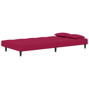Divano Letto a 2 Posti con 2 Cuscini-Sofa Letto 2 Posti-Daybed Rosso Vino in Velluto 492854