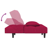 Divano Letto a 2 Posti con 2 Cuscini-Sofa Letto 2 Posti-Daybed Rosso Vino in Velluto 492854