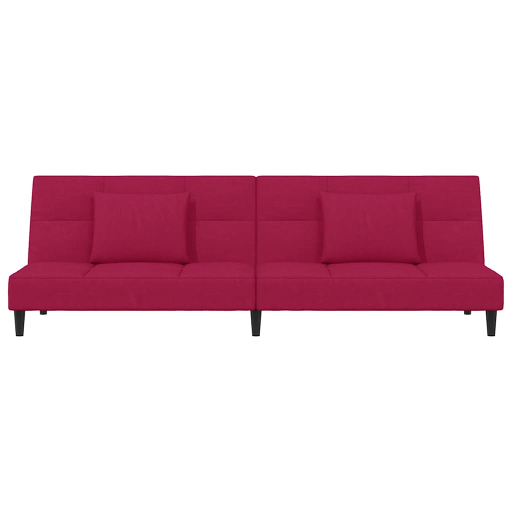 Divano Letto a 2 Posti con 2 Cuscini-Sofa Letto 2 Posti-Daybed Rosso Vino in Velluto 492854