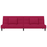 Divano Letto a 2 Posti con 2 Cuscini-Sofa Letto 2 Posti-Daybed Rosso Vino in Velluto 492854