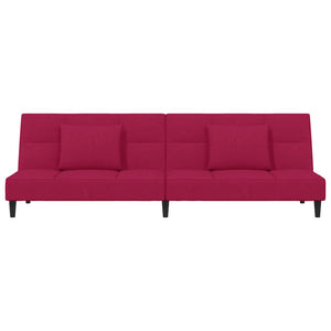 Divano Letto a 2 Posti con 2 Cuscini-Sofa Letto 2 Posti-Daybed Rosso Vino in Velluto 492854