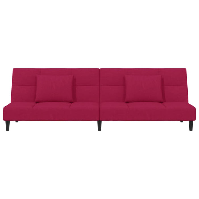 Divano Letto a 2 Posti con 2 Cuscini-Sofa Letto 2 Posti-Daybed Rosso Vino in Velluto 492854