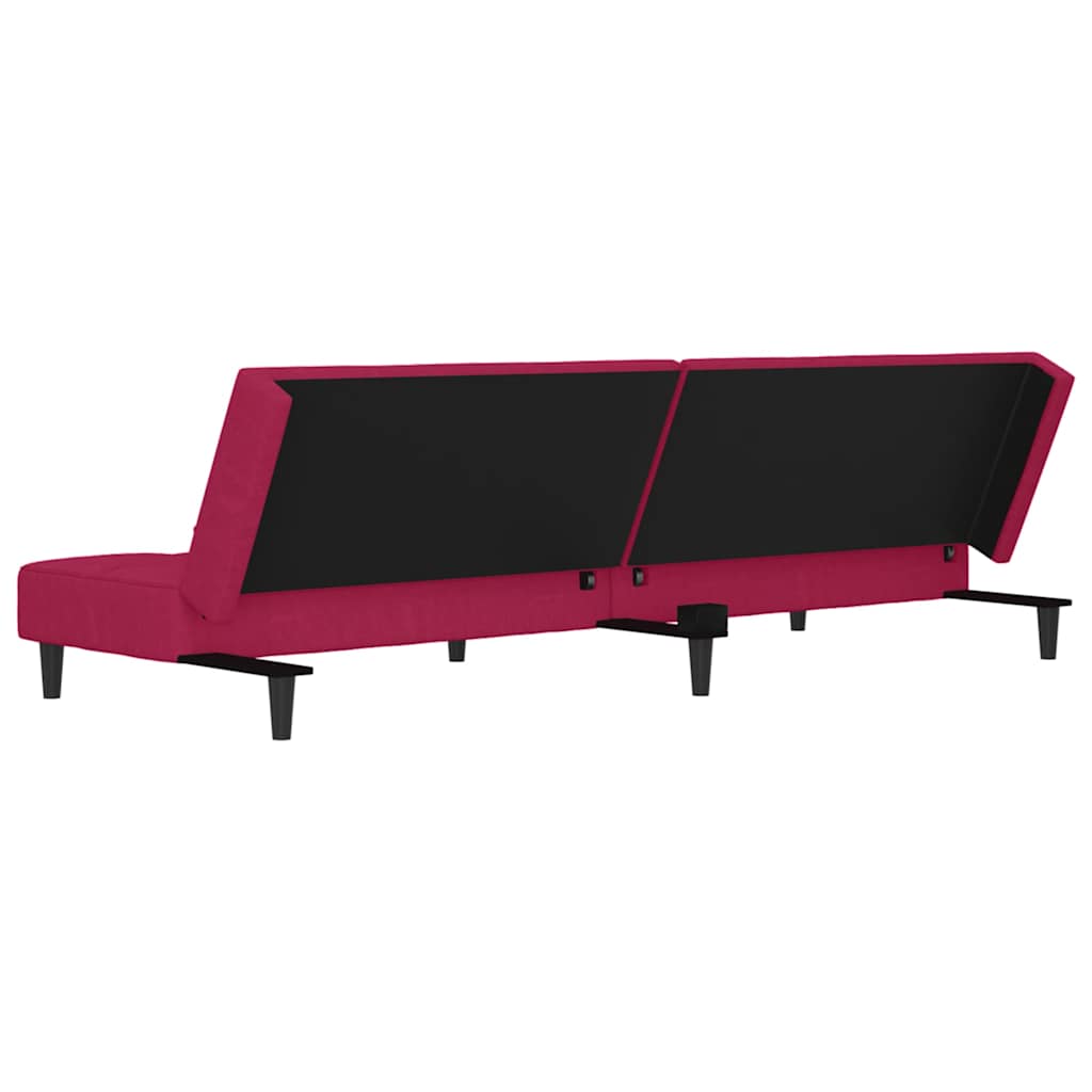 Divano Letto a 2 Posti con 2 Cuscini-Sofa Letto 2 Posti-Daybed Rosso Vino in Velluto 492854