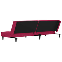 Divano Letto a 2 Posti con 2 Cuscini-Sofa Letto 2 Posti-Daybed Rosso Vino in Velluto 492854