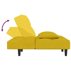 Divano Letto a 2 Posti con 2 Cuscini-Sofa Letto 2 Posti-Daybed Giallo in Velluto