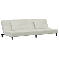 Divano Letto a 2 Posti con 2 Cuscini-Sofa Letto 2 Posti-Daybed Crema in Velluto 915868