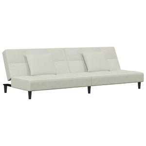 Divano Letto a 2 Posti con 2 Cuscini-Sofa Letto 2 Posti-Daybed Crema in Velluto 915868