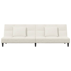 Divano Letto a 2 Posti con 2 Cuscini-Sofa Letto 2 Posti-Daybed Crema in Velluto 915868