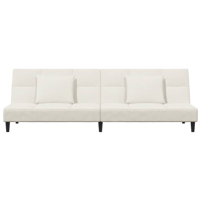 Divano Letto a 2 Posti con 2 Cuscini-Sofa Letto 2 Posti-Daybed Crema in Velluto 915868