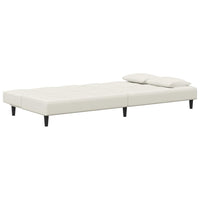Divano Letto a 2 Posti con 2 Cuscini-Sofa Letto 2 Posti-Daybed Crema in Velluto 915868