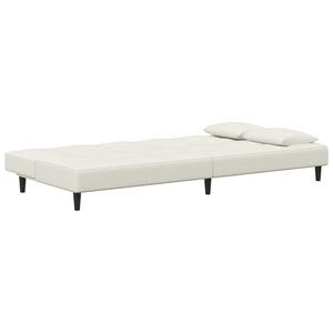 Divano Letto a 2 Posti con 2 Cuscini-Sofa Letto 2 Posti-Daybed Crema in Velluto 915868