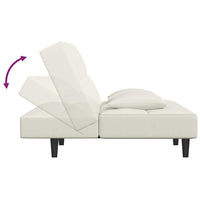 Divano Letto a 2 Posti con 2 Cuscini-Sofa Letto 2 Posti-Daybed Crema in Velluto 915868
