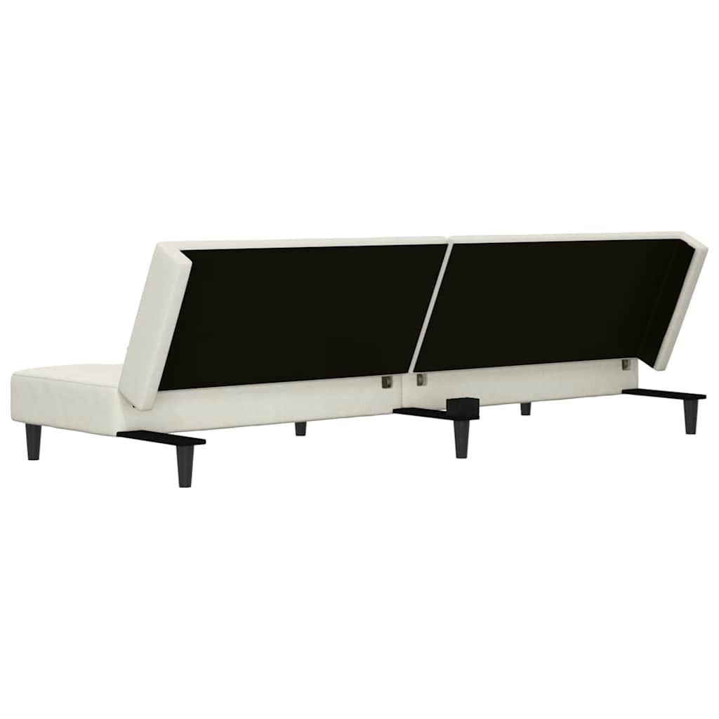 Divano Letto a 2 Posti con 2 Cuscini-Sofa Letto 2 Posti-Daybed Crema in Velluto 915868