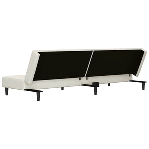 Divano Letto a 2 Posti con 2 Cuscini-Sofa Letto 2 Posti-Daybed Crema in Velluto 915868