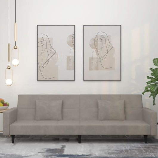 Divano Letto a 2 Posti con 2 Cuscini Grigio Chiaro in Vellutocod mxl 112300