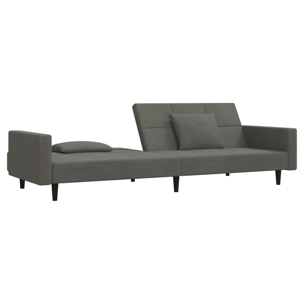 Divano Letto a 2 Posti con 2 Cuscini-Sofa Letto 2 Posti-Daybed Grigio Scuro in Velluto 350954