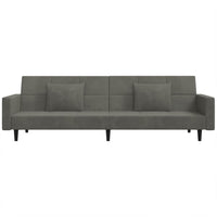 Divano Letto a 2 Posti con 2 Cuscini Grigio Scuro in Velluto 375817