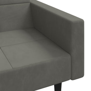 Divano Letto a 2 Posti con 2 Cuscini-Sofa Letto 2 Posti-Daybed Grigio Scuro in Velluto 350954