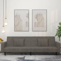 Divano Letto a 2 Posti con 2 Cuscini-Sofa Letto 2 Posti-Daybed Grigio Scuro in Velluto 350954