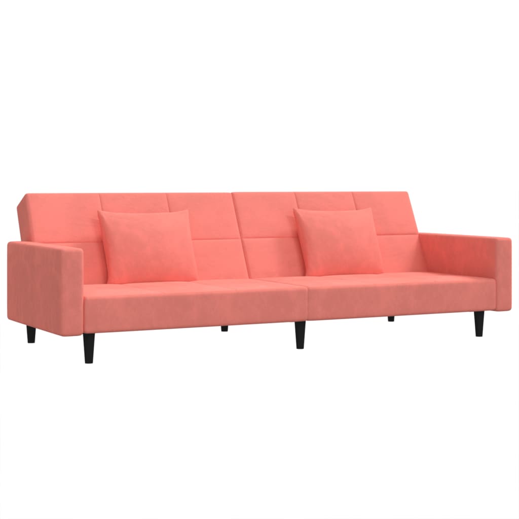 Divano Letto a 2 Posti con 2 Cuscini-Sofa Letto 2 Posti-Daybed Rosa in Velluto 669612