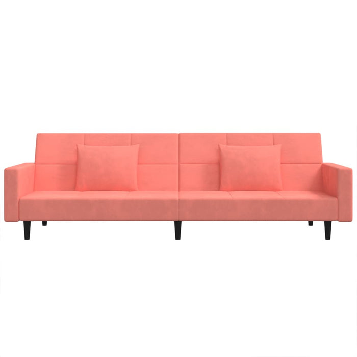 Divano Letto a 2 Posti con 2 Cuscini-Sofa Letto 2 Posti-Daybed Rosa in Velluto 669612
