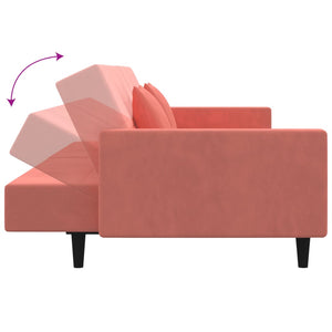 Divano Letto a 2 Posti con 2 Cuscini-Sofa Letto 2 Posti-Daybed Rosa in Velluto 669612