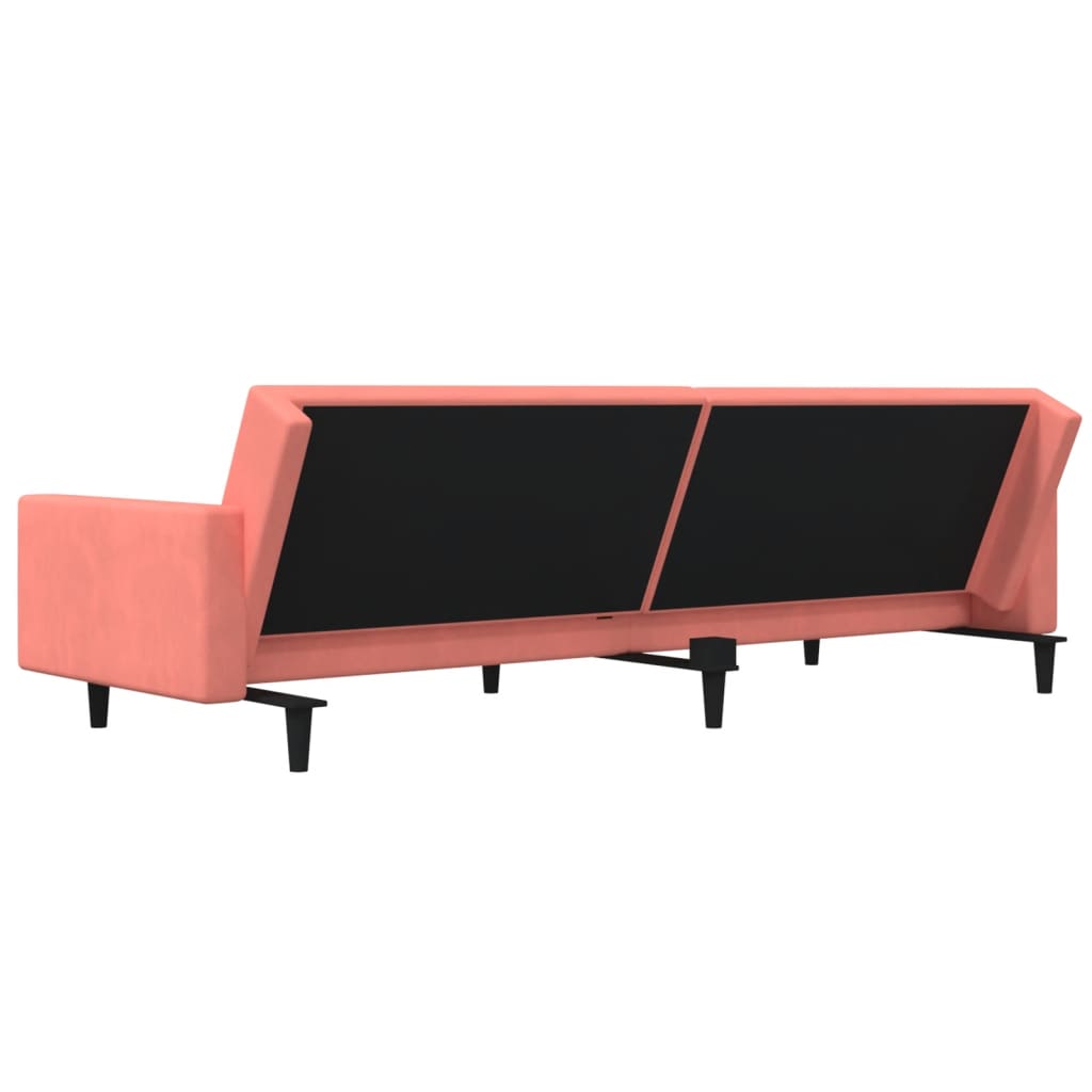 Divano Letto a 2 Posti con 2 Cuscini-Sofa Letto 2 Posti-Daybed Rosa in Velluto 669612
