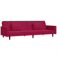 Divano Letto a 2 Posti con 2 Cuscini-Sofa Letto 2 Posti-Daybed Rosso Vino in Velluto 188121