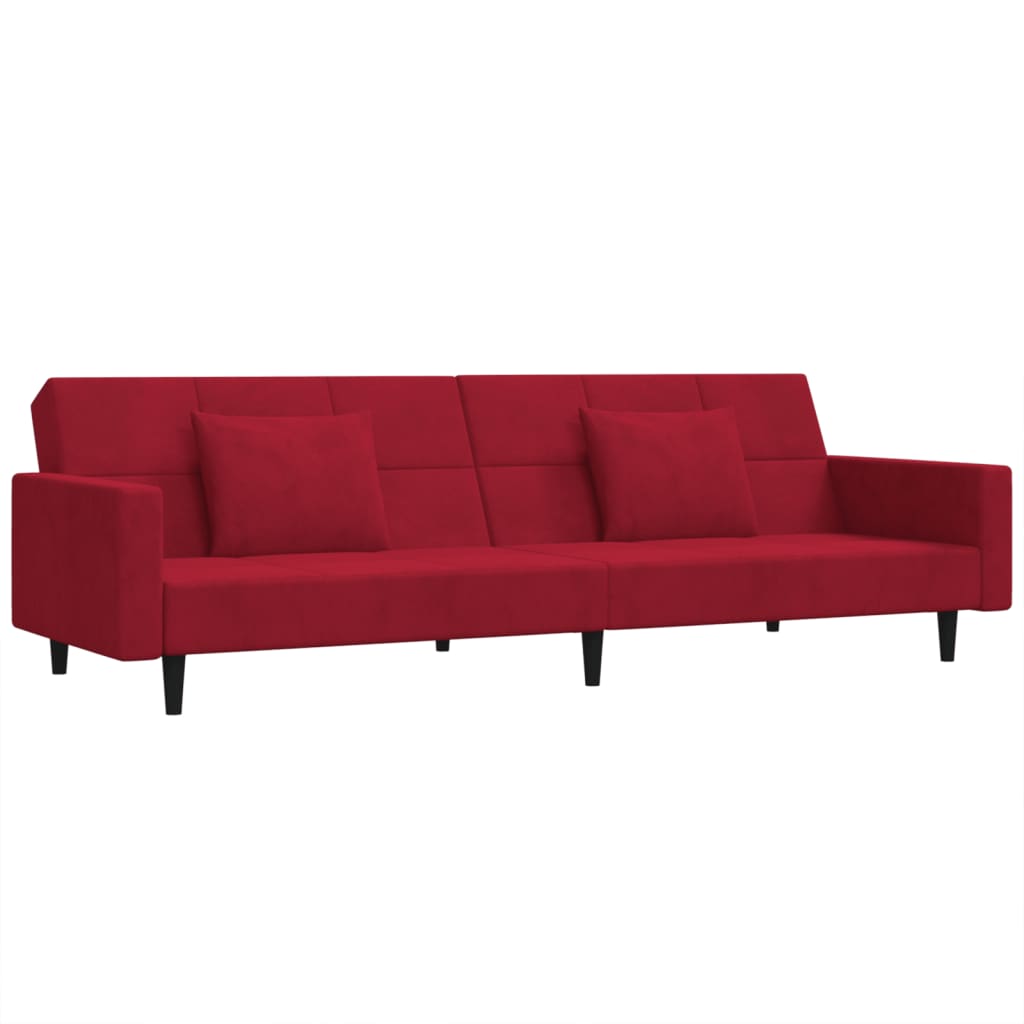 Divano Letto a 2 Posti con 2 Cuscini Rosso Vino in Vellutocod mxl 89964
