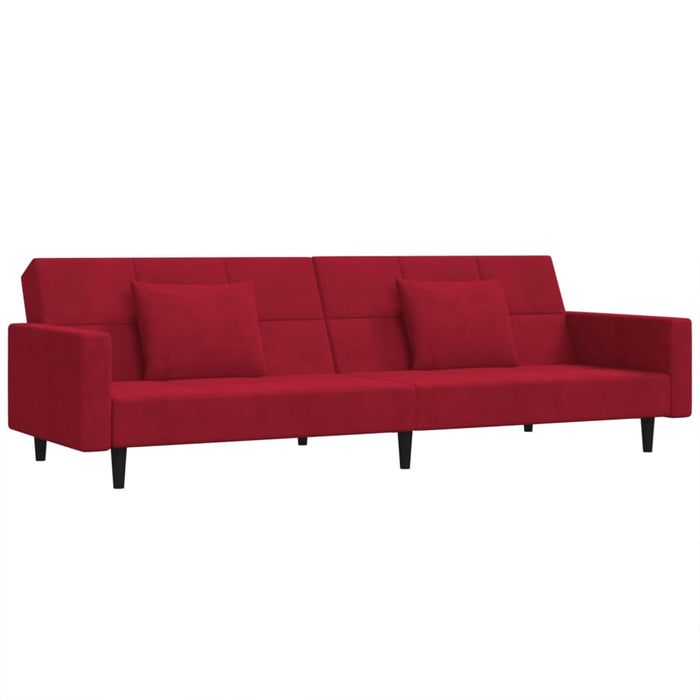 Divano Letto a 2 Posti con 2 Cuscini Rosso Vino in Vellutocod mxl 89964
