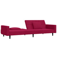 Divano Letto a 2 Posti con 2 Cuscini-Sofa Letto 2 Posti-Daybed Rosso Vino in Velluto 188121