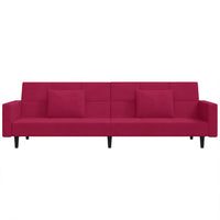 Divano Letto a 2 Posti con 2 Cuscini-Sofa Letto 2 Posti-Daybed Rosso Vino in Velluto 188121