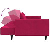 Divano Letto a 2 Posti con 2 Cuscini-Sofa Letto 2 Posti-Daybed Rosso Vino in Velluto 188121