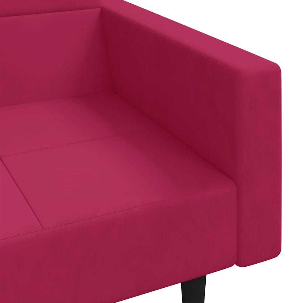 Divano Letto a 2 Posti con 2 Cuscini-Sofa Letto 2 Posti-Daybed Rosso Vino in Velluto 188121