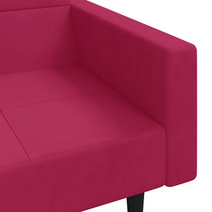 Divano Letto a 2 Posti con 2 Cuscini-Sofa Letto 2 Posti-Daybed Rosso Vino in Velluto 188121